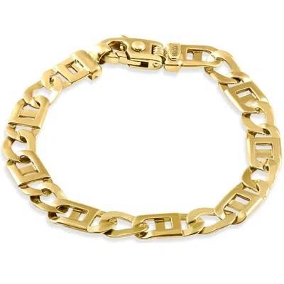 Pompeii3 Men's Link 14k Gold (28gram) Or Platinum (46gram) Bracelet 8.5" In Blue