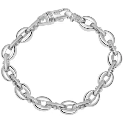 Pompeii3 Men's Link 14k Gold (56gram) Or Platinum (90gram) 5-10mm Bracelet 8.5" In Silver