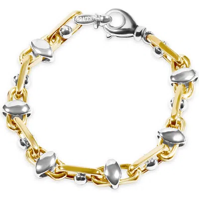 Pompeii3 Men's Link 14k Gold (56gram) Or Platinum (90gram) 7-12mm Bracelet 8.5" In Silver