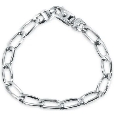 Pompeii3 Men's Long Link Curb 14k Gold (21gram) Or Platinum (34gram) 7.5mm Bracelet 8.5" In Silver