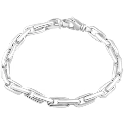 Pompeii3 Men's Long Round Link 14k Gold (40gram) Or Platinum (65gram) Bracelet 8.5" In Silver