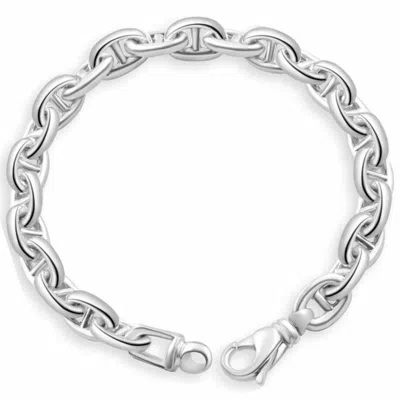 Pompeii3 Men's Marine 14k Gold (37gram) Or Platinum (69gram) 7.5mm Link Bracelet 8.5" In Silver