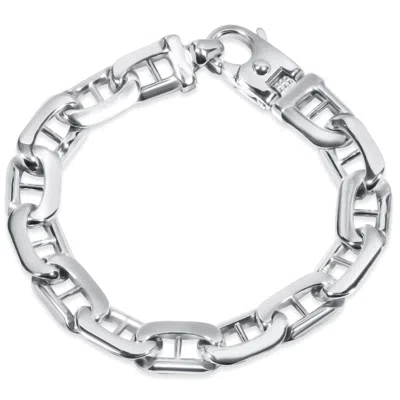 Pompeii3 Men's Marine 14k Gold (60gram) Or Platinum (112gram) 12mm Link Bracelet 8.5" In Silver
