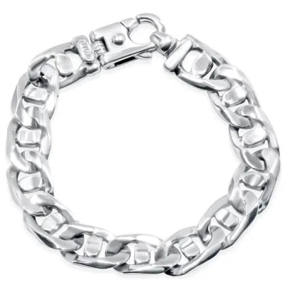 Pompeii3 Men's Marine 14k Gold (74gram) Or Platinum (119gram) 13.5mm Link Bracelet 8.5" In Silver