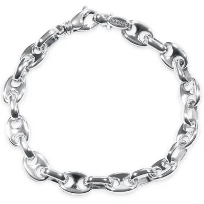 Pompeii3 Men's Marine Link 14k Gold (32gram) Or Platinum (51gram) 10.5mm Bracelet 8" In Silver