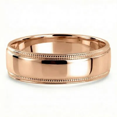 Pompeii3 Men's Milgrain Polished Wedding Band 14k Gold Or Platinum Ring