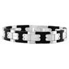 Pompeii3 Men's Polished Steel Brushed Black Two Tone Flexible 12mm Link 8 " Bracelet In Silver