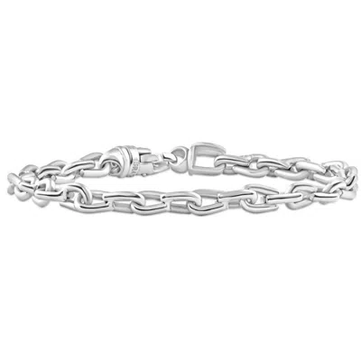 Pompeii3 Men's Polished Steel Clasp 6mm Thin Oval Flexible Link 8.5 " Bracelet In Gray