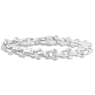 Pompeii3 Men's Polished Steel Clasp 9.5mm Flexible Link 8.5 " Bracelet In Silver