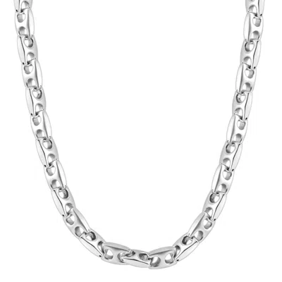 Pompeii3 Men's Polished Steel Clasp Mariner 9.5mm Flexible Link 24" Chain In Silver