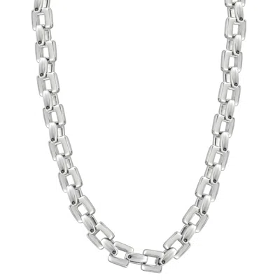 Pompeii3 Men's Polished Steel Clasp Single Tone 10mm Flexible Link 24" Chain In Silver