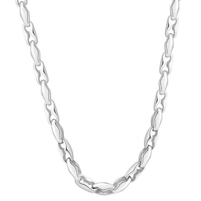 Pompeii3 Men's Polished Steel Clasp Single Tone 8mm Flexible Link 24" Chain In Silver
