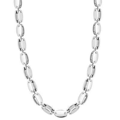 Pompeii3 Men's Polished Steel Clasp Single Tone 8mm Flexible Link 24" Chain In Silver