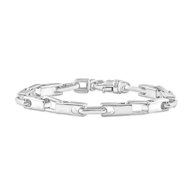 Pompeii3 Men's Polished Steel Oval Clasp 6mm Flexible Link 8.5 " Bracelet In Gray