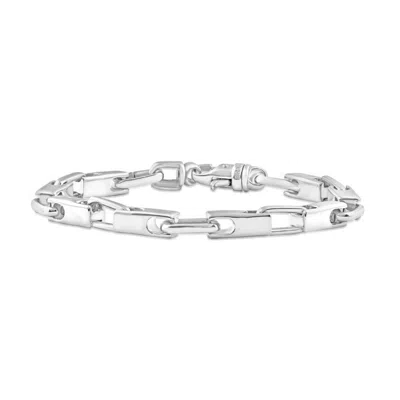 Pompeii3 Men's Polished Steel Oval Clasp 6mm Flexible Link 8.5 " Bracelet In Silver