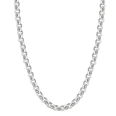 Pompeii3 Men's Polished Steel Single Tone 6.5mm Rolo Link Flexible 24" Chain Necklace In Silver