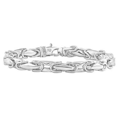 Pompeii3 Men's Polished Steel Single Tone Clasp 6.5mm Flexible Link 8.5 " Bracelet In Orange