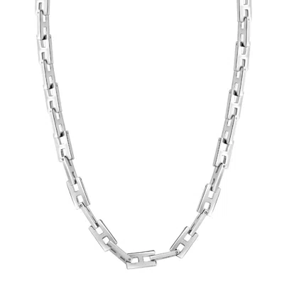 Pompeii3 Men's Polished Steel Single Tone Clasp 8mm Flexible H Link 22" Chain In Silver