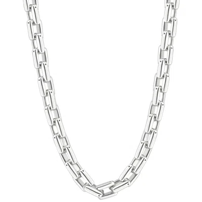 Pompeii3 Men's Polished Steel Single Tone Clasp 9.5mm Flexible Link 24" Chain In Silver