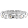 Pompeii3 Men's Polished Steel Two Tone Gold Screwed 12mm Link 8.5 " Bracelet