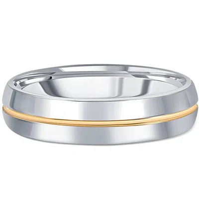 Pompeii3 Men's Polished Tungsten & Gold Plated Two Tone 6mm Ring Wedding Band In Multi