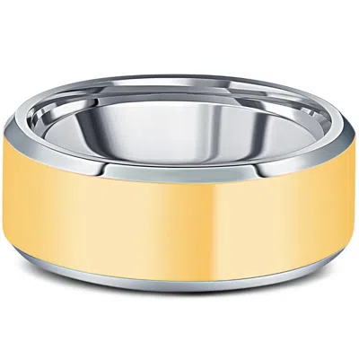 Pompeii3 Men's Polished Tungsten & Gold Plated Two Tone 8mm Ring Wedding Band In Multi