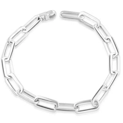 Pompeii3 Men's Round Link 14k Gold (19gram) Or Platinum (32gram) 6.5mm Bracelet 8.5" In Transparent