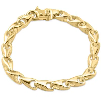 Pompeii3 Men's Rounded Seed 14k Gold (53gram) Or Platinum (86gram) 8mm Link Bracelet 8.5" In Brown