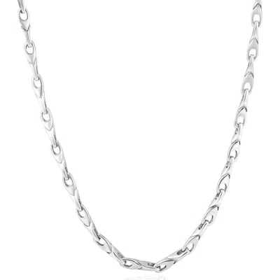 Pompeii3 Men's Seed 14k Gold (41gram) Or Platinum (77gram) 4mm Link Chain Necklace 22" In Silver