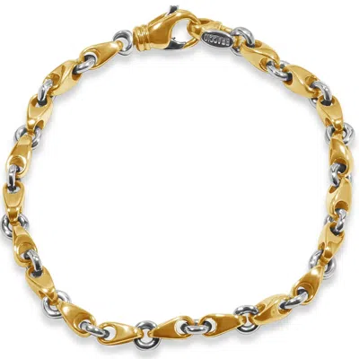 Pompeii3 Men's Seed & Rolo Link 14k Gold (20gram) Or Platinum (33gram) 4.5mm Bracelet 7.5" In Silver