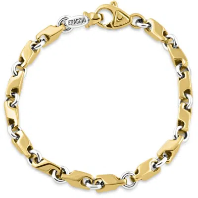 Pompeii3 Men's Seed & Rolo Link 14k Gold (30gram) Or Platinum (48gram) 5mm Bracelet 8.5" In Brown
