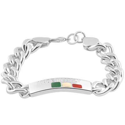 Pompeii3 Men's Single Tone Italian Identity 8" 12mm Bracelet In Silver