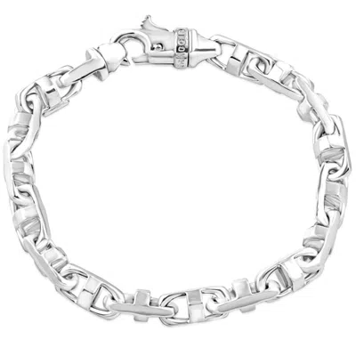 Pompeii3 Men's Solid 14k Gold (52gram) Or Platinum (84gram) 7.5mm Link Bracelet 8.5" In Silver