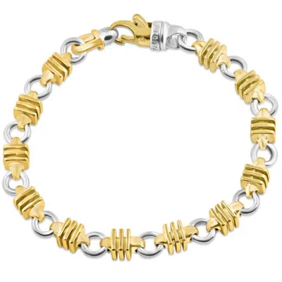 Pompeii3 Men's Solid 14k Gold (57grams) Or Platinum (91gram) Two Tone 8mm Bracelet 8.75" In Silver