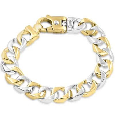 Pompeii3 Men's Solid 14k Gold (70grams) Or Platinum (112gram) Two Tone 13mm Bracelet 9"