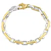 Pompeii3 Men's Solid 14k Gold (grams) Or Platinum (5gram) Two Tone 7.5mm Bracelet 8.5" In Silver