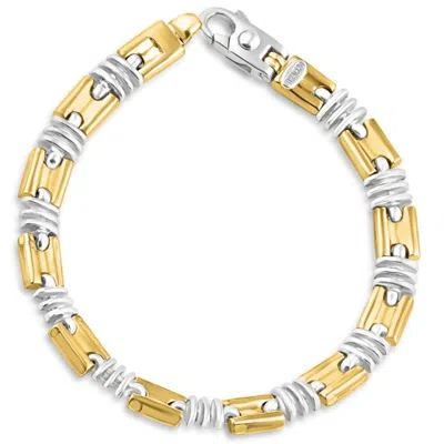 Pompeii3 Men's Solid Designer Mariner 14k Gold (28grams) Or Platinum (45gram) Two Tone 5.5mm Bracelet 8" In Silver
