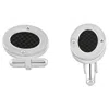 Pompeii3 Men's Stainless Steel And Black Carbon Fiber Oval Polished Cufflink 8mm In Silver