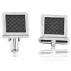 Pompeii3 Men's Stainless Steel And Black Carbon Fiber Rectangle Polished Cufflink 13mm In Silver