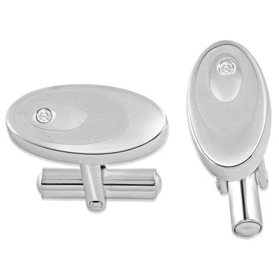 Pompeii3 Men's Stainless Steel Oval Polished 10.5mm Cufflink In Silver