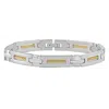 Pompeii3 Men's Steel And Dark Gold Wired 7mm Flexible Link 8.5 " Bracelet In Silver