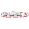 Pompeii3 Men's Steel And Red Two Tone 8mm Link Flexible Trigger Clasp 8.5 " Bracelet In Silver