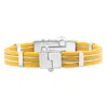 Pompeii3 Men's Steel And Yellow Silicone Two Tone 11mm 8 " Bangle Bracelet In Silver