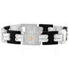 Pompeii3 Men's Steel Brushed And Black Two Tone Flexible 12mm Link 8 " Bracelet In Black