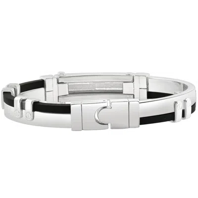 Pompeii3 Men's Steel Polished Two Tone Black Latched 8" 11mm Cuffed Bracelet In Purple