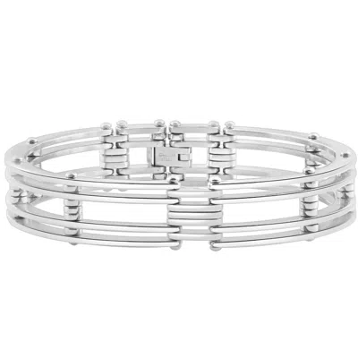 Pompeii3 Men's Steel Single Tone 13.5mm Link Flexible Clasp 8.5 " Bracelet In Silver