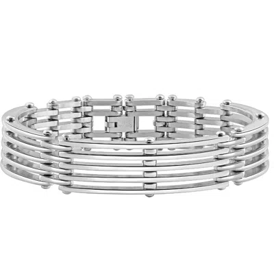 Pompeii3 Men's Steel Single Tone 13.5mm Link Flexible Clasp 8.5 " Bracelet In Silver