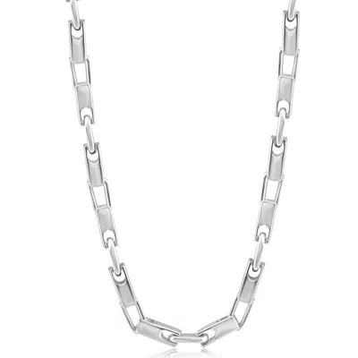 Pompeii3 Men's Steel Single Tone 6mm Oval Link Flexible 24 " Necklace In White