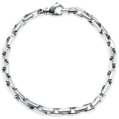 Pompeii3 Men's Steel Single Tone Clasp 7.5mm Tight Link 8.5 " Bracelet In Silver