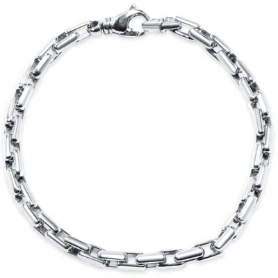 Pompeii3 Men's Steel Single Tone Clasp 7.5mm Tight Link 8.5 " Bracelet In Silver